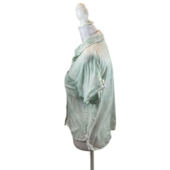 Sim & Sam Mint Green Tie Dyed Button Down Blouse Size Large - Picture 5 of 9